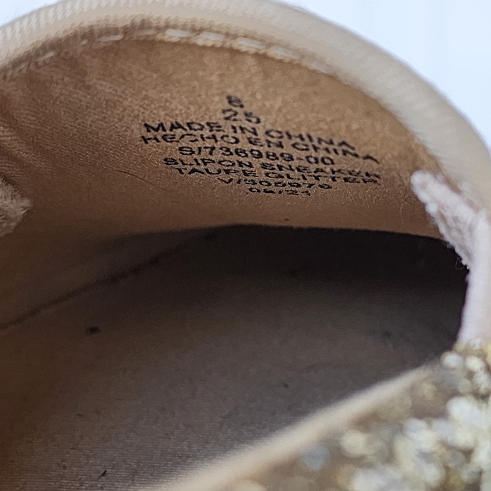 OLD NAVY Taupe Glitter Elastic Sneaker Slip On Womens Gold Size 8 - Picture 8 of 10